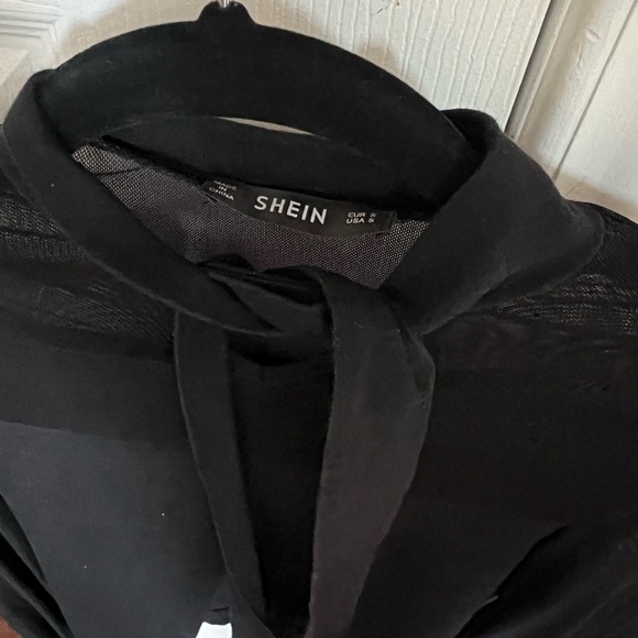 SHEIN Tie Neck Sheer Mesh Yoke Top - Picture 2 of 4